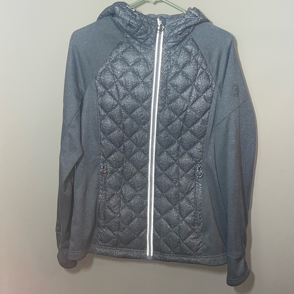 MICHAEL Michael Kors Quilted Duck Down Jacket Puffer Ladies Light Gray Size Med - Picture 10 of 13